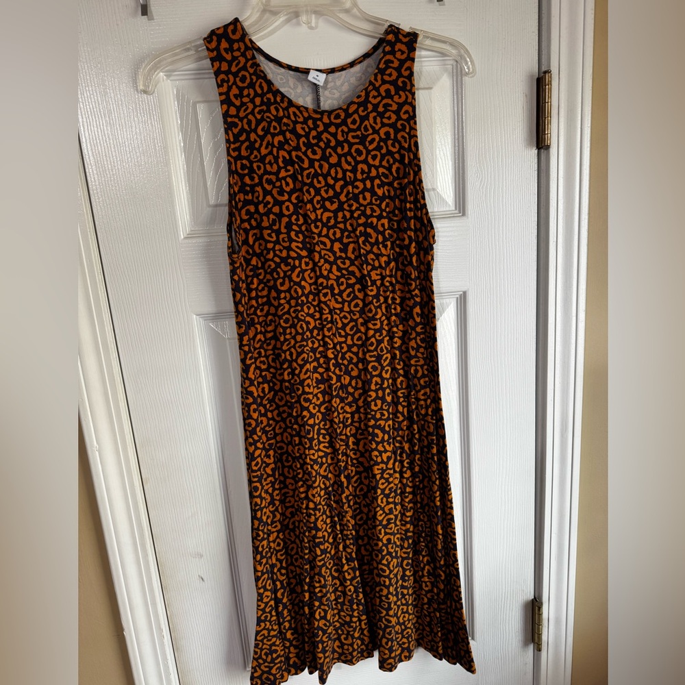 Old navy Sleeveless Orange and navy Leopard Print Dress - Women